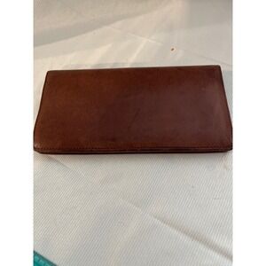 Unbranded Brown Genuine Leather Checkbook Wallet Bifold ID Window Card Slots